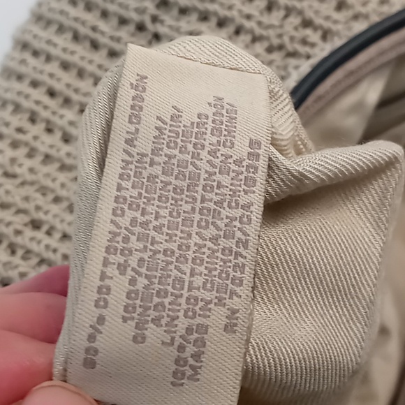 Sigrid Olsen-Vintage Crocheted Shoulder Bag w/Leather Strap & trim-Natural Beige - Picture 13 of 16